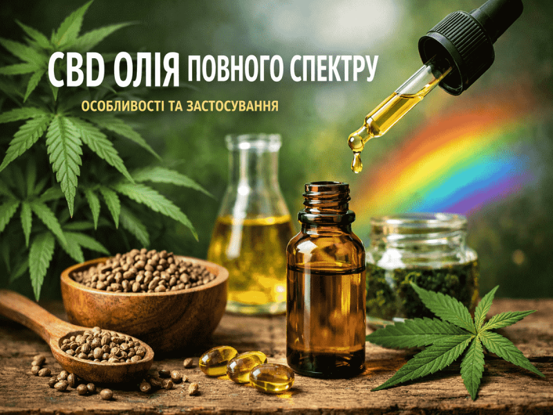 CBD ОЛІЯ ПОВНОГО СПЕКТРУ: ОСОБЛИВОСТІ ТА ЗАСТОСУВАННЯ