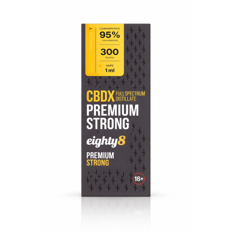 EIGHTY8 CBDX STRONG VAPE 1 ML З КАННАБІНОЇДАМИ, ДО 300 ІНГАЛЯЦІЙ